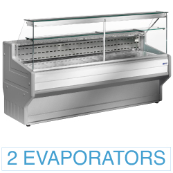 Comptoir vitrine 150 réfrigéré à vitre droite 90°, avec réserve